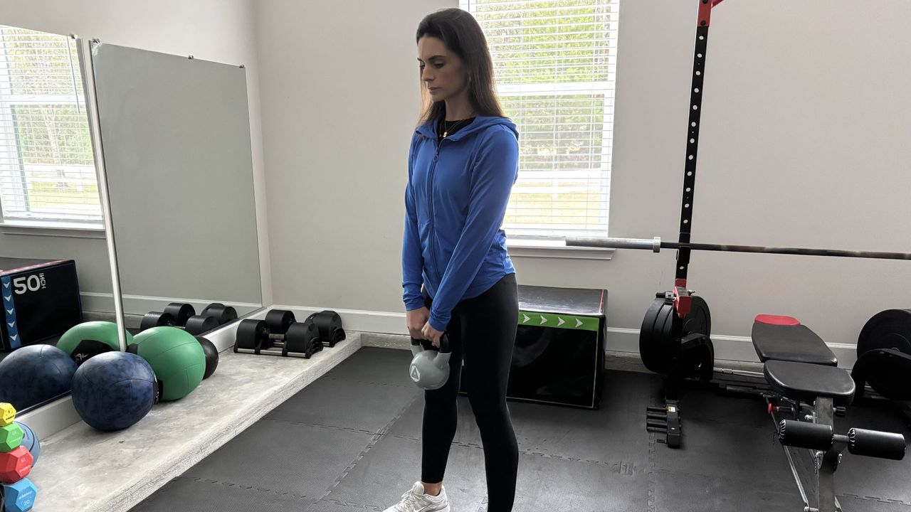 Tami Smith demonstrates a Kettlebell RDL