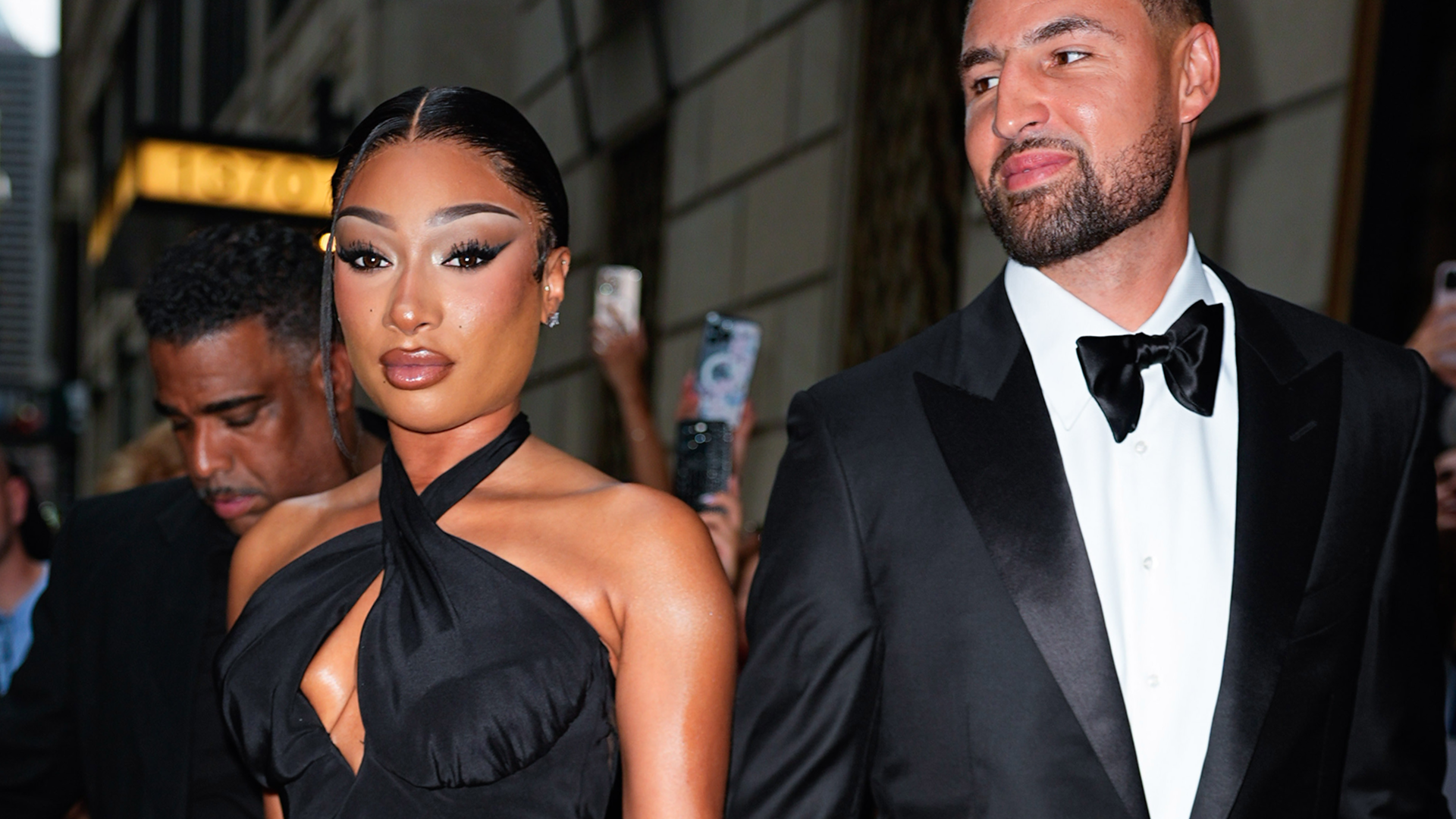 Megan Thee Stallion wore a halter-neck black gown from Off-White at the Pete &amp; Thomas Foundation Gala.