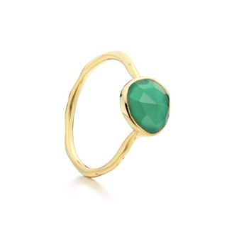 Gold Vermeil Siren Stacking Ring - Green Onyx