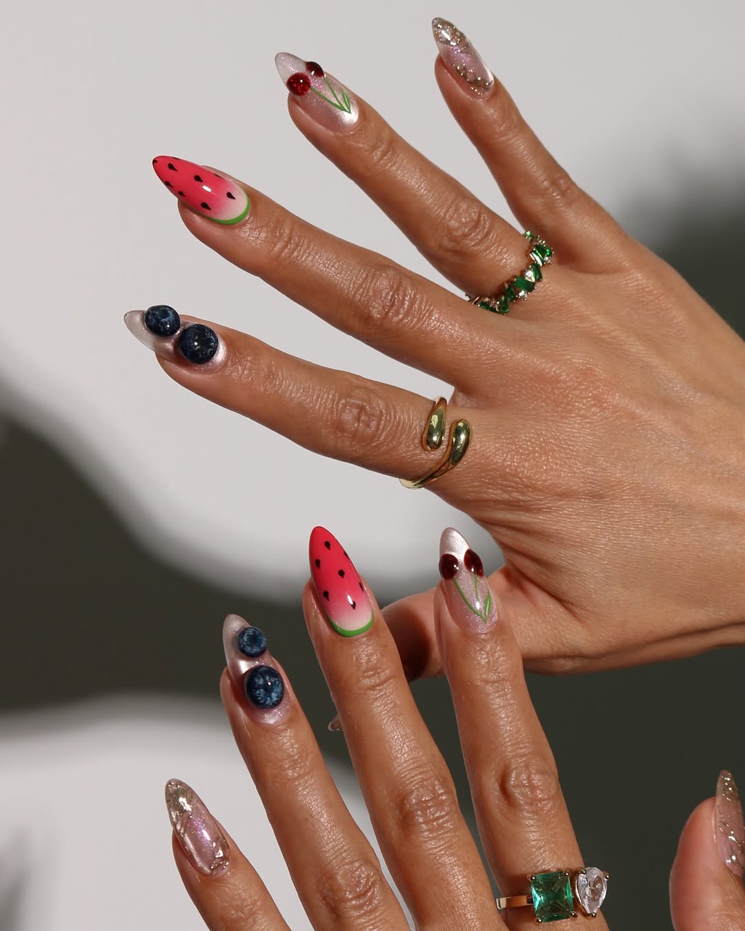 glass nails with fruit designs