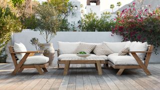 Outdoor living room idea with Leanne Ford’s latest sofa collection with Crate & Barrel