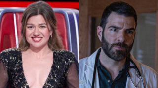 From L to R: Kelly Clarkson on The Voice, Zachary Quinto as Dr. Wolf on Brilliant Minds.