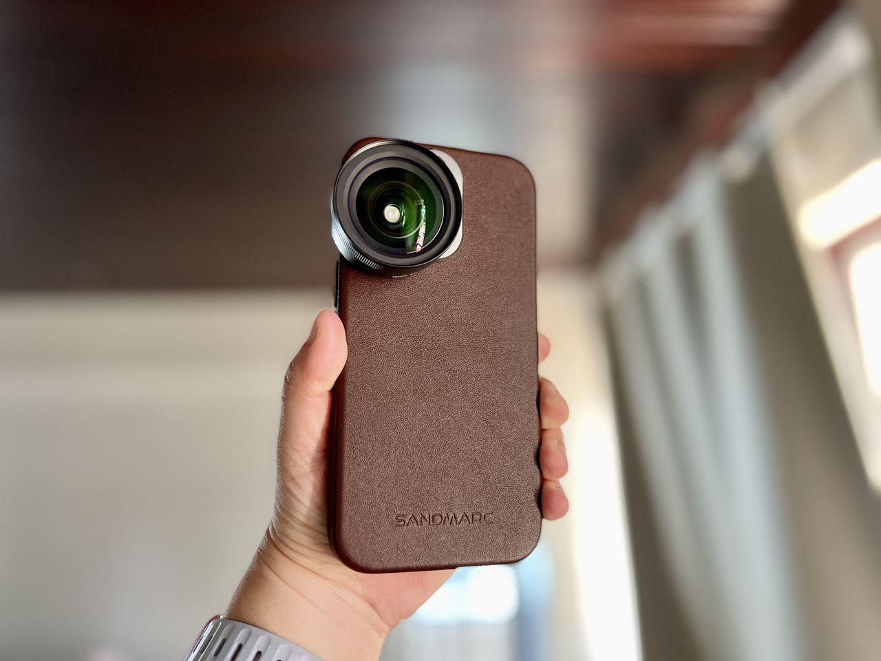 Sandmarc Pro Leather Iphone Case Magsafe 13 Pro Brown Lens Hold