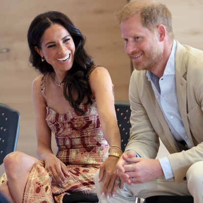 Meghan, Duchess of Sussex and Prince Harry, Duke of Sussex are seen at Centro Nacional de las Artes Delia Zapata during The Duke and Duchess of Sussex's Colombia Visit on August 15, 2024 in Bogota, Colombia.