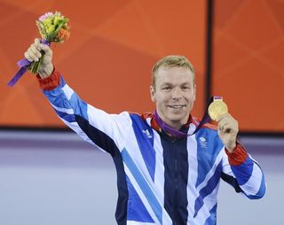 Chris Hoy (Great Britain) on the podium