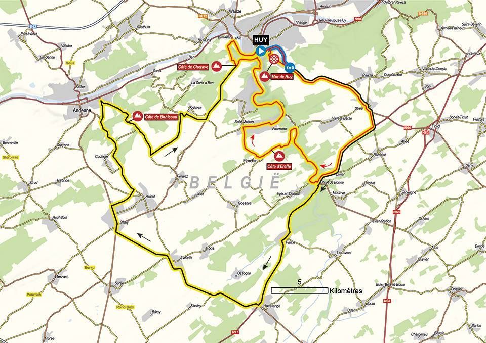 Map and profile for the 2023 La Fleche Wallonne Femmes