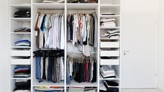 clothes in an open wardrobe