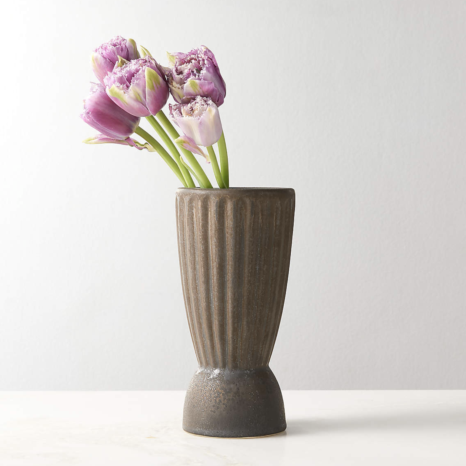 gray fluted vase