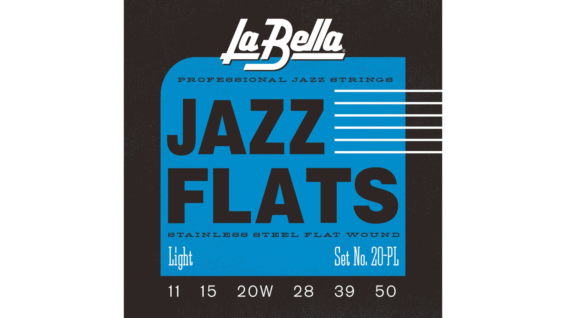 A pack of La Bella Jazz Flats electric guitar strings