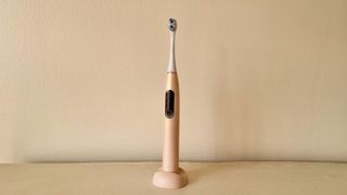 The Oclean X Pro Digital S electric toothbrush standing upright
