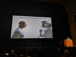 Geneticist Chris Mason discusses the genetic effects of spaceflight at the 8th Human Genetics in NYC Conference on Oct. 29, 2019.