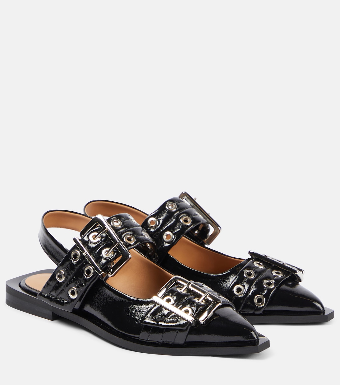 Faux-Leather Slingback Flats