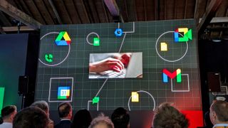 Google Duet AI presentation screen at Google Cloud Next London 2023.