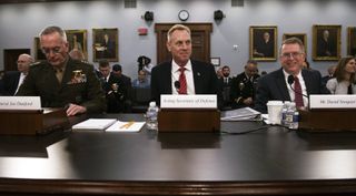 Chairman of the Joint Chiefs of Staff Marine Corps Gen. Joseph F. Dunford Jr., U.S. Acting Secretary of Defense Patrick M. Shanahan, and Under Secretary of Defense (Comptroller)/Chief Financial Office David L. Norquist provide testimony on the fiscal 2020 Department of Defense budget before the House Appropriations Subcommittee on Defense.