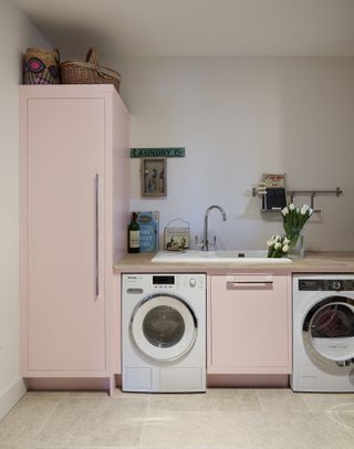 a pink utility room