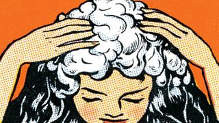 Does shampoo expire: Illustration to depict woman shampooing hair