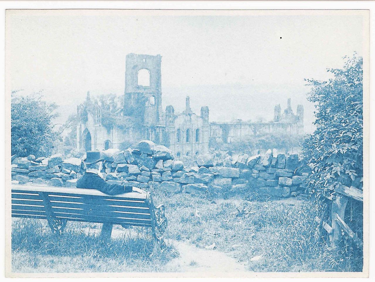 Washington Teasdale in front of Kirkstall Abbey, in what is believed to be the first &#039;selfie&#039; ever taken.