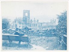 Washington Teasdale in front of Kirkstall Abbey, in what is believed to be the first 'selfie' ever taken.