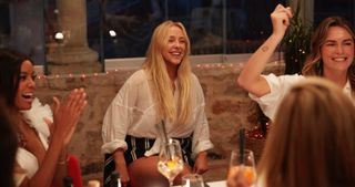 'Below Deck Mediterranean' Season 6 stew crew members Lexi, Courtney and Katie celebrate after a particularly challenging charter.