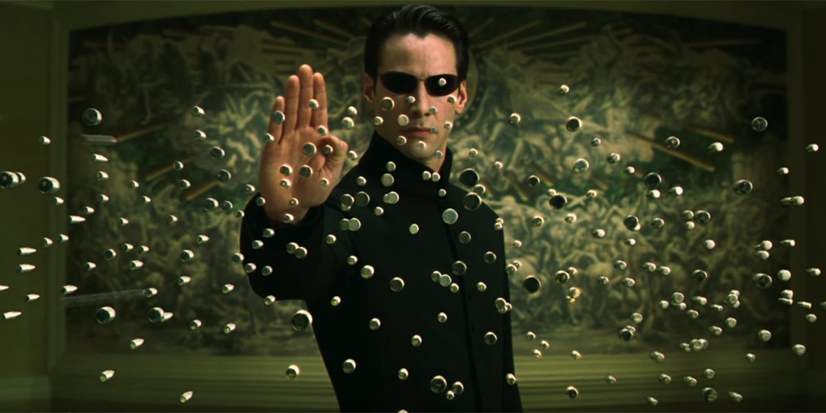 Neo stopping bullets in midair