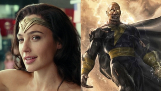 Gal Gadot as Wonder Woman and Black Adam concept art side by side