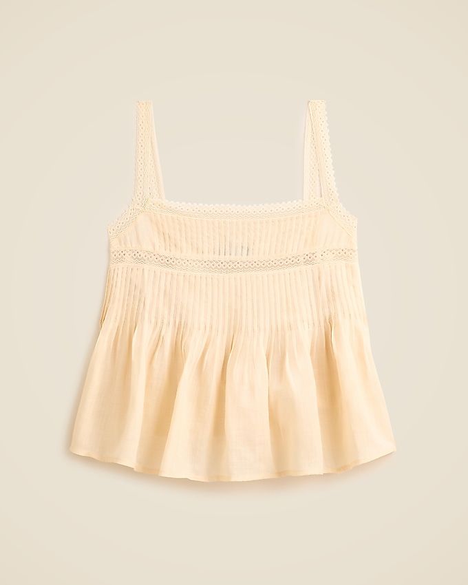 Lace-Trim Tank Top in Ramie