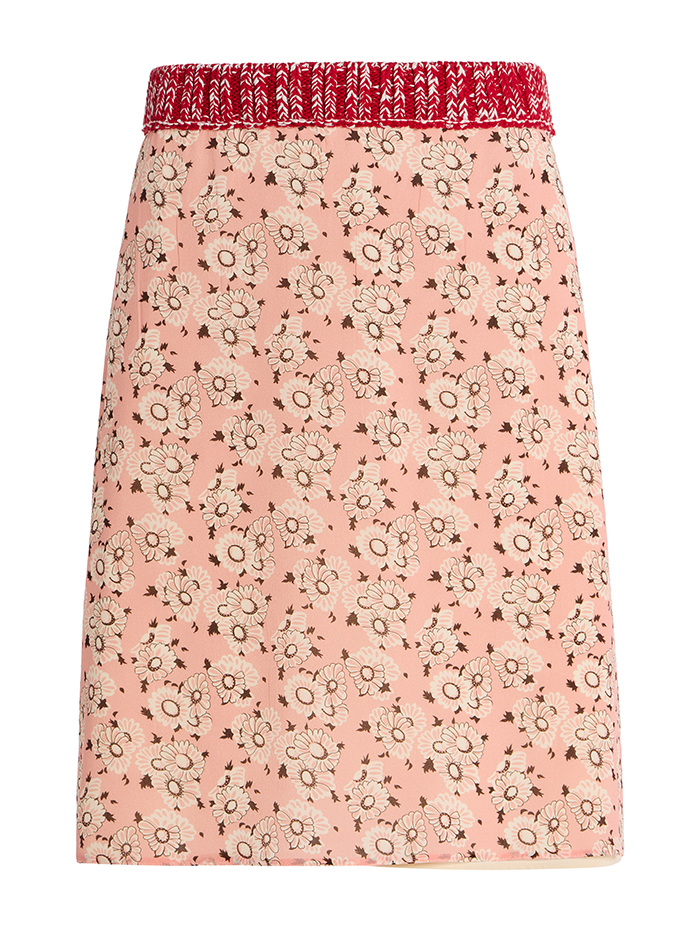 Prada, Floral Georgette Midi Skirt
