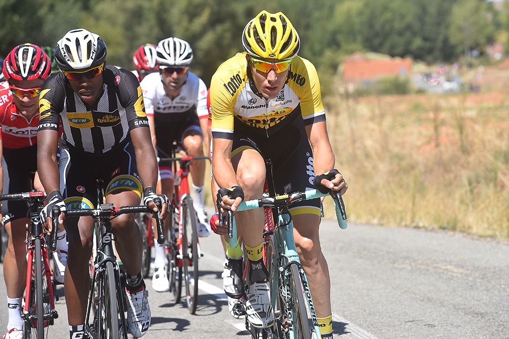 Timo Roosen powers the breakaway during stage 18 of the Vuelta.