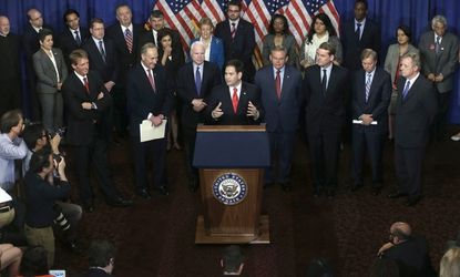 Marco Rubio and his colleagues in the Gang of Eight may face opposition from the Tea Party, among others.