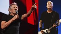 LEFT: Roger Waters performs on stage at The O2 Arena during the 'This is Not A Drill' tour, on June 06, 2023 in London RIGHT: James Hetfield of Metallica performs onstage during a concert at Principality Stadium on June 28, 2026 in Cardiff, Wales.