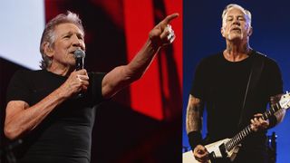 LEFT: Roger Waters performs on stage at The O2 Arena during the 'This is Not A Drill' tour, on June 06, 2023 in London RIGHT: James Hetfield of Metallica performs onstage during a concert at Principality Stadium on June 28, 2026 in Cardiff, Wales.