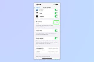 A screenshot showing how to disable Wi-Fi Assist on iPhone