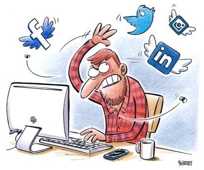 Editorial cartoon World Social Media