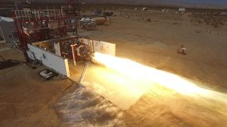 Virgin Galactic conducts a test of the NewtonThree engine it plans to use on the first stage of its LauncherOne smallsat launch vehicle.