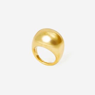 Jigsaw gold plated chunky Dome Ring to style with a ruffle jumpsuit 