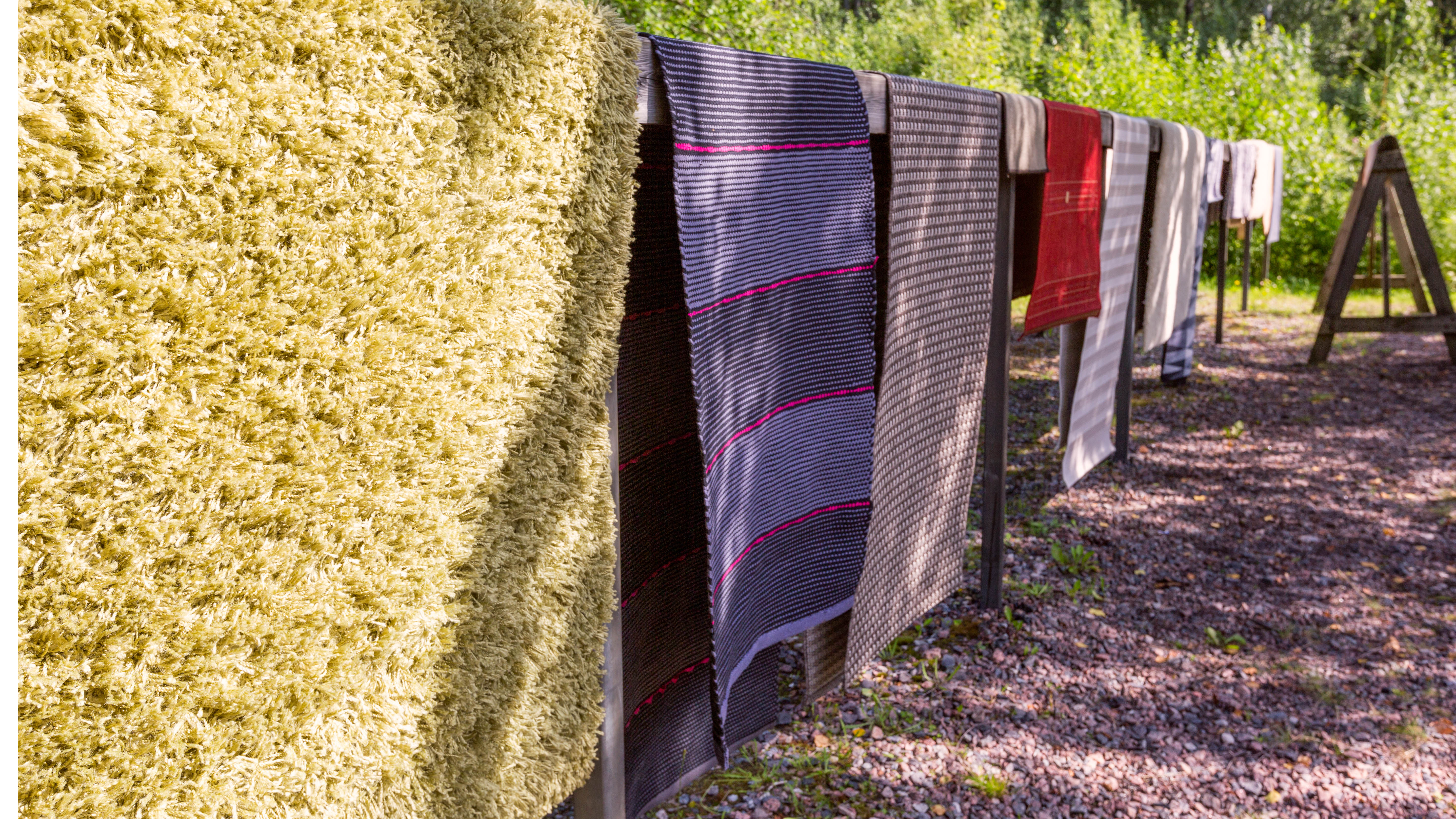 Hanging rugs outside