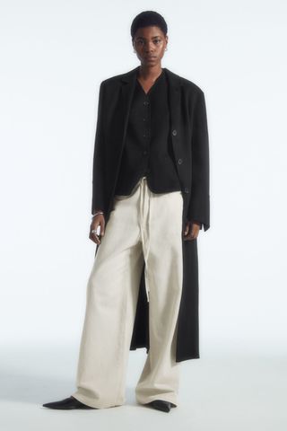 Wide-Leg Drawstring Trousers