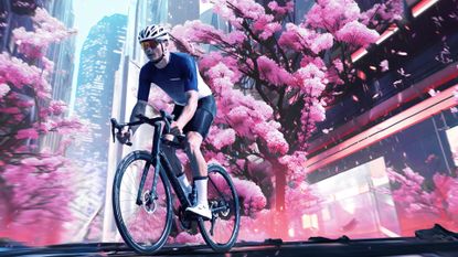 Lapierre Xelius SL x Obvious custom bike AI drawing through flowers and buildings