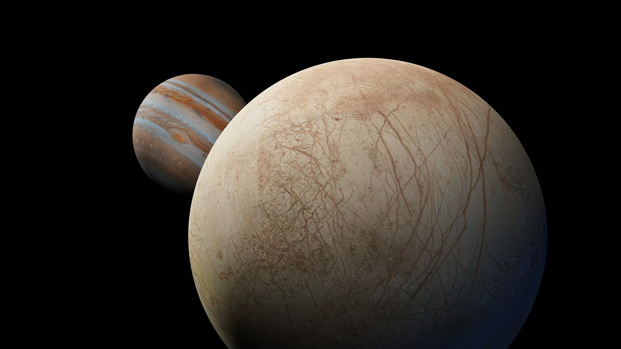 3D rendering of Jupiter&#039;s moon, Europa