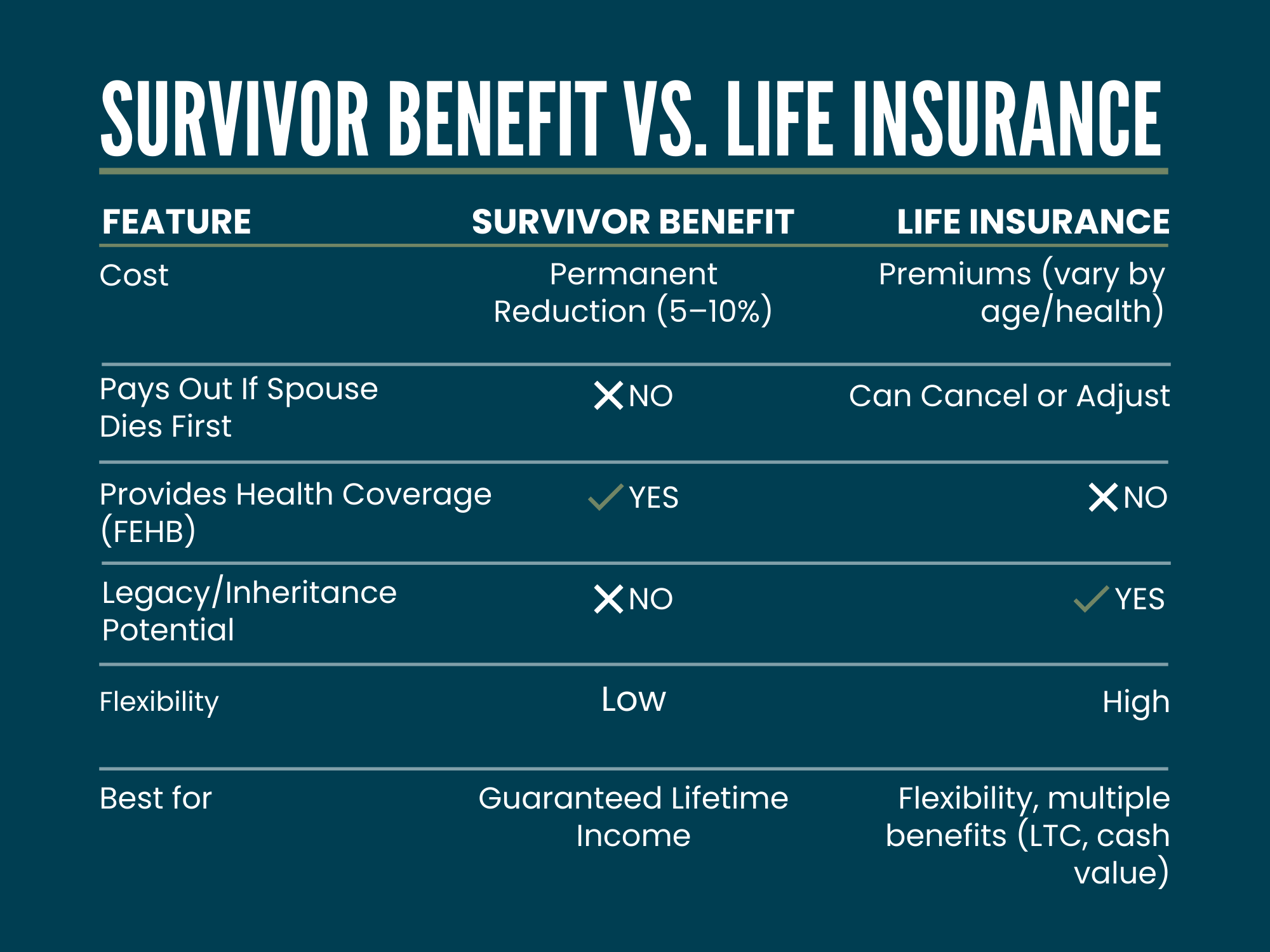 Survivor benefit vs life insurance