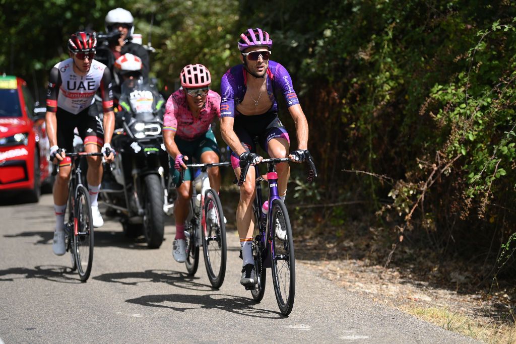TALAVERA DE LA REINA SPAIN SEPTEMBER 09 Ander Okamika Bengoetxea of Spain and Team Burgos BH competes in the breakaway during the 77th Tour of Spain 2022 Stage 19 a 1383km stage from Talavera de la Reina to Talavera de la Reina LaVuelta22 WorldTour on September 09 2022 in Talavera de la Reina Spain Photo by Justin SetterfieldGetty Images