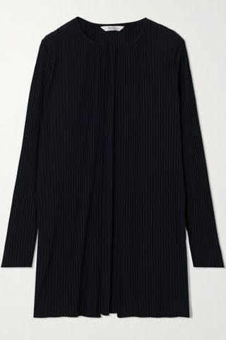 Max Mara Belted plissé-crepe cardigan