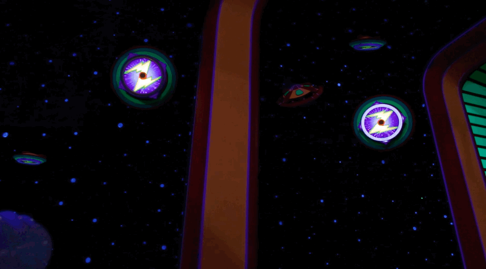 A look at reactive targets on Buzz Lightyear Space Ranger Spin.