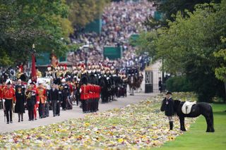 Terry Pendry and Emma the pony at Queen Elizabeth's funeral