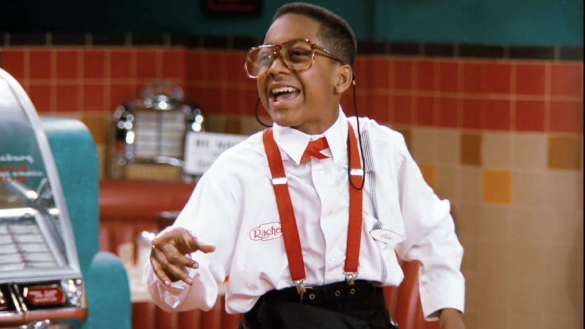 Steve Urkel demonstrating his classic catchphrase &quot;Did I do that?!&quot; at Rachel&#039;s Place.