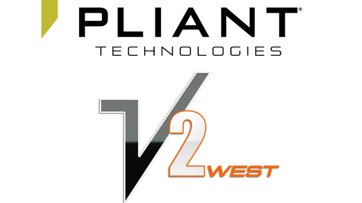 The Pliant Technologies and Vision2 West logos, which recently joined forces.