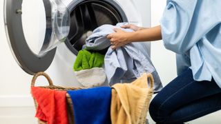 washing machine with clothes