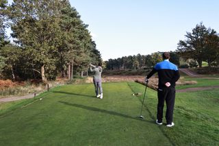 Two golfers on the tee