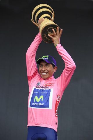 Nairo Quintana (Movistar) celebrates his victory