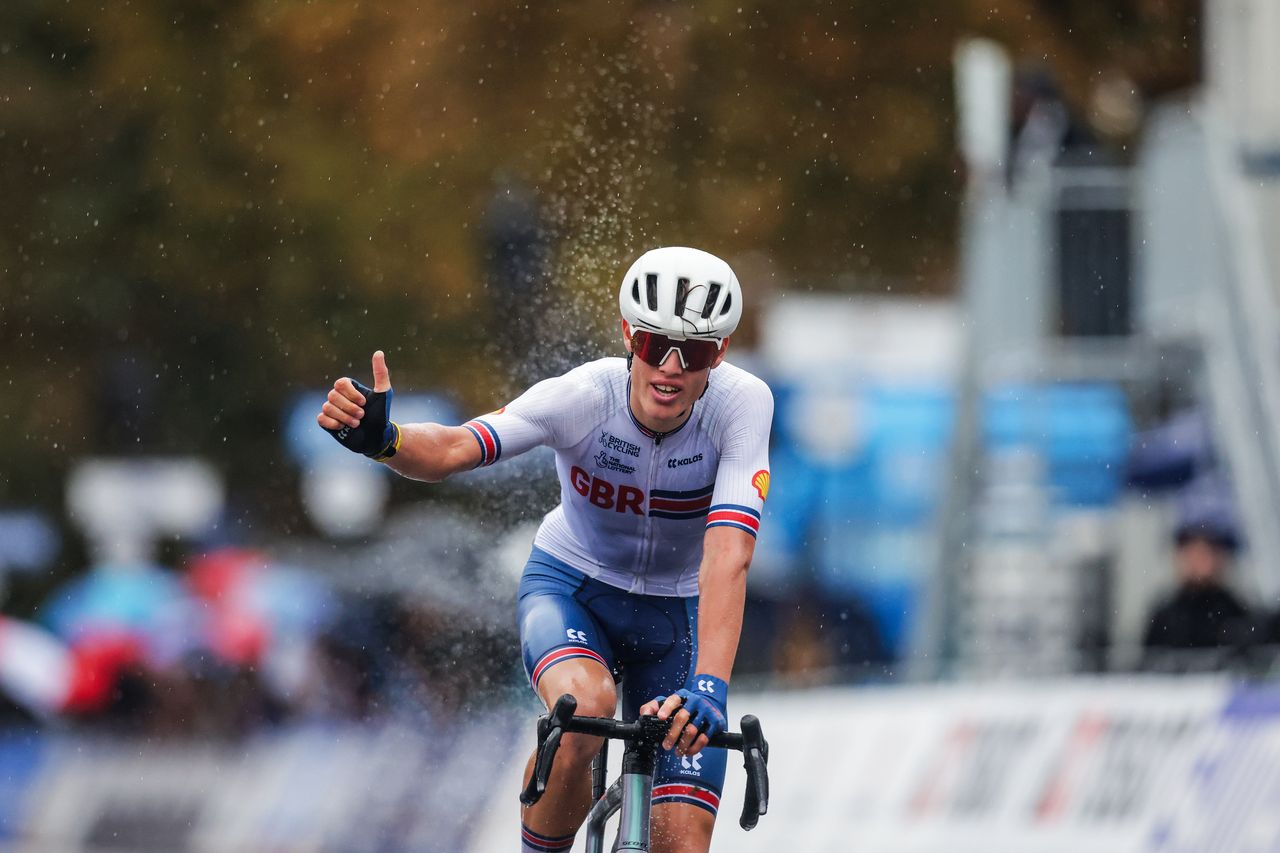 Seb Grindley during the men&#039;s junior road race at the World Championships